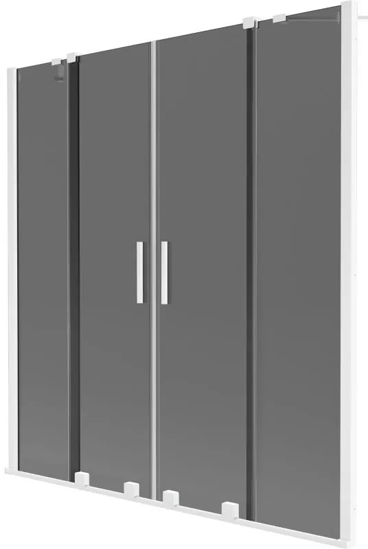 Mexen Velar Duo, 2-krídlová posuvná vaňová zástena 140 x 150 cm, 8mm šedé sklo, biely profil, 896-140-000-42-20
