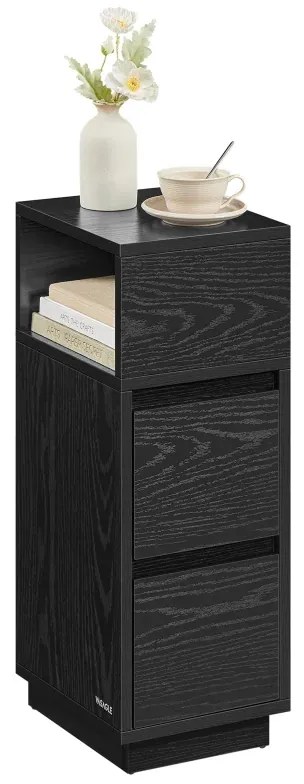 Úzky nočný stolík so zásuvkami, wenge - čierna