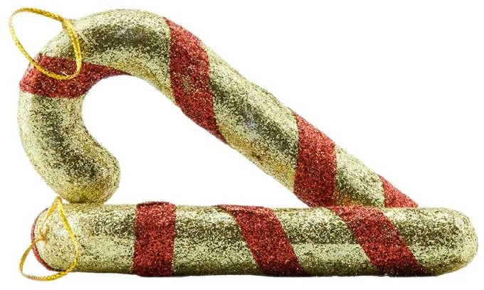 DECOLED Lízatko s guľôčkou, 12 cm, červeno-zlaté, 10 ks