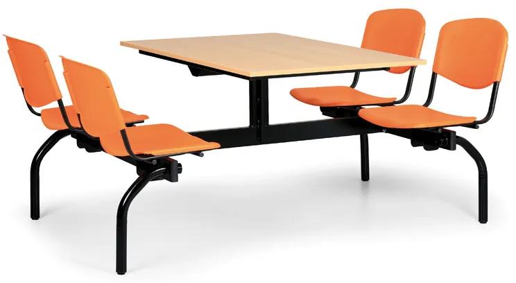 Euroseat Jedálenský set 1930 x 1200 - oranžové sedadlá, doska buk