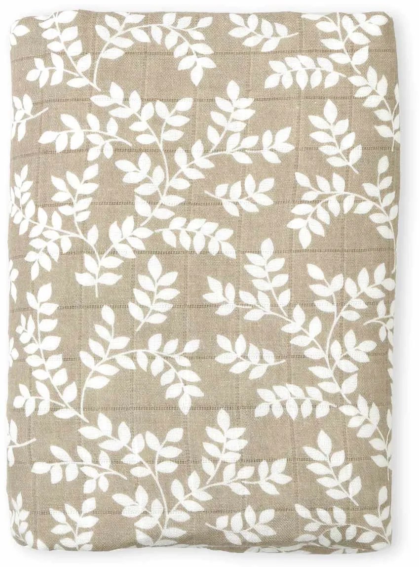 A Little Lovely Company - Mušelínová osuška XL, leaves - taupe