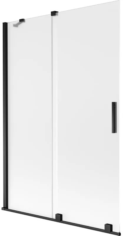 Mexen Velar, 2-krídlová posuvná vaňová zástena 120 x 150 cm, 8mm sklo námraza, čierna matná, 896-120-000-31-70