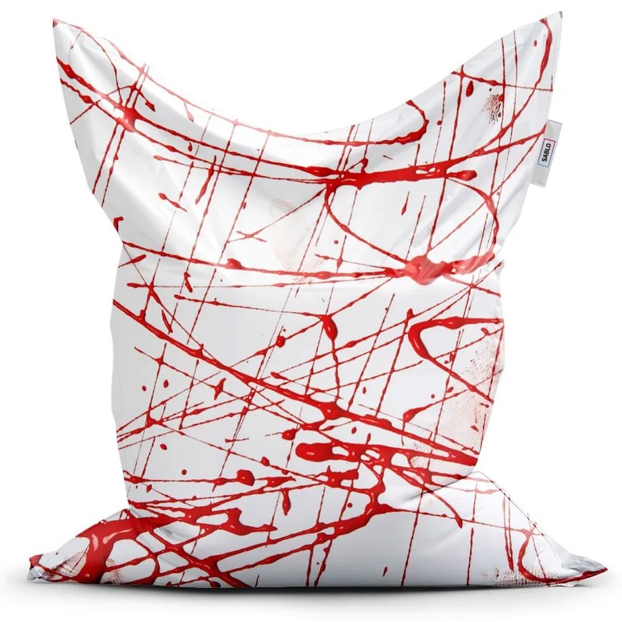 Sedací vak Classic červené cákance - detský, biela / červená