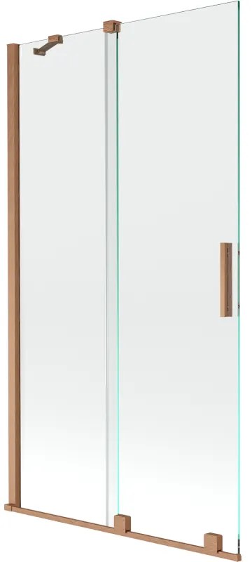 Mexen Velar, 2-krídlová posuvná vaňová zástena 100 x 150 cm, 8mm číre sklo, medená matná, 896-100-000-01-65