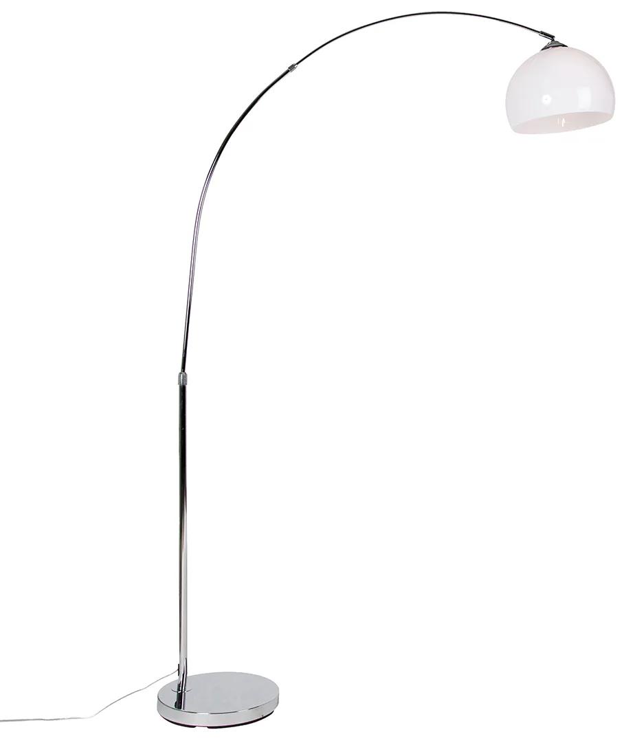 Moderná oblúková lampa chrómová s bielym tienidlom - Arc Basic