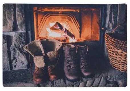 Vianočná rohožka s útulným krbom 38x58 cm