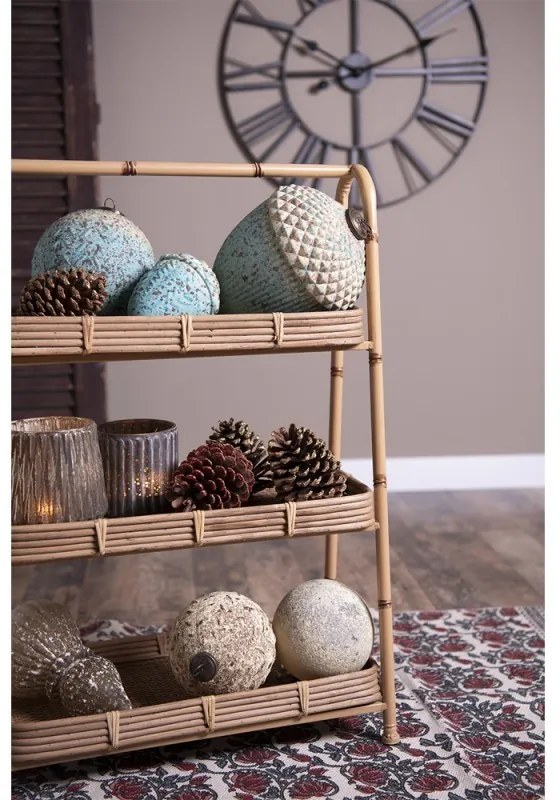 Béžovo-hnedá sklenená vianočná ozdoba gule - Ø 12*12 cm