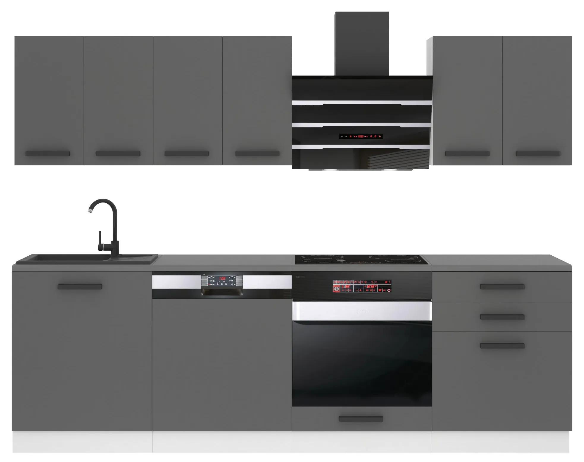 Kuchynská linka Belini Premium Full Version 240 cm šedý mat s pracovnou doskou SUSAN