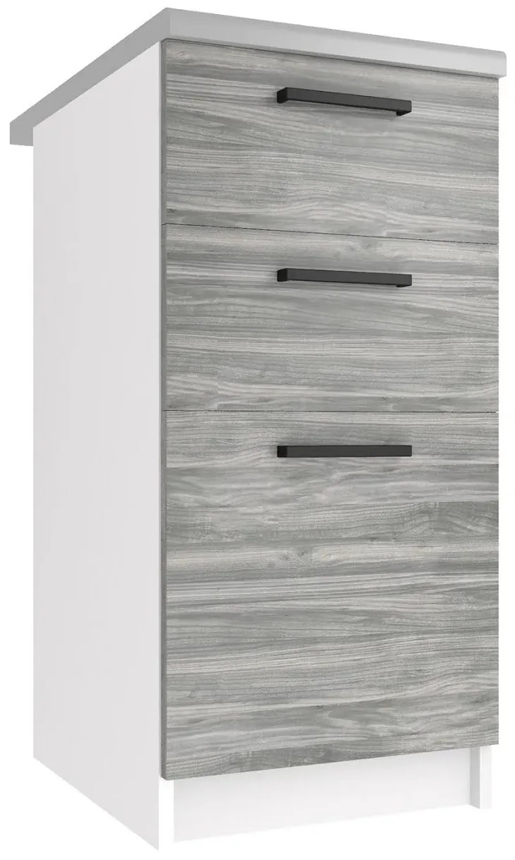 Kuchynská skrinka Belini spodná so zásuvkami 40 cm šedý antracit Glamour Wood s pracovnou doskou TOR SDSZ40/0/WT/GW/0/B1
