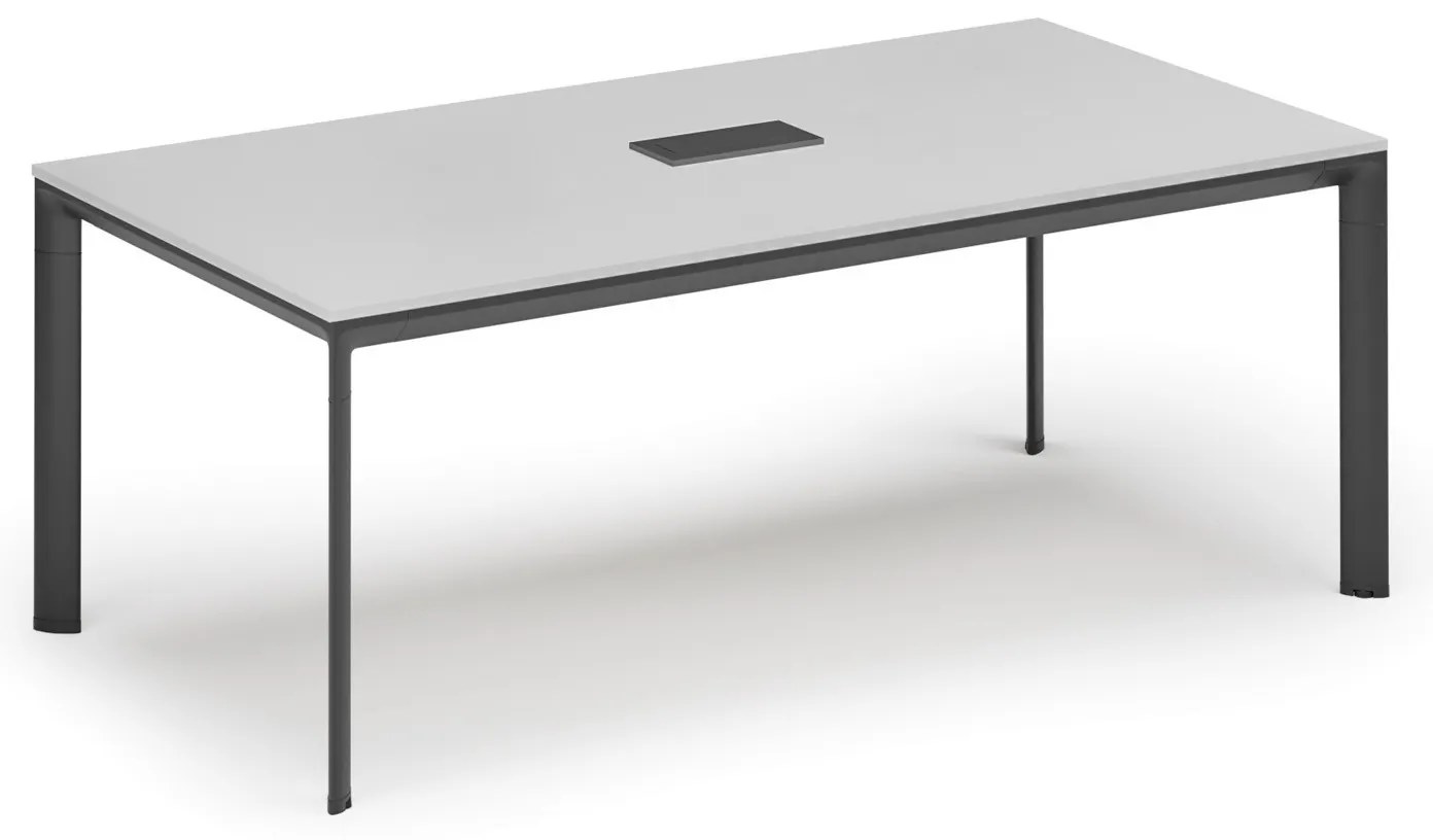 Rokovací stôl PRIMO INVITATION, 200x100 cm, biela + stolná zásuvka TYP VI, čierna