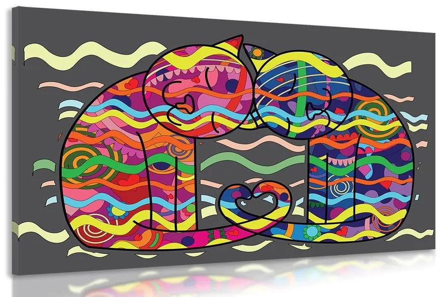 Obraz zamilované mačky v pop art štýle