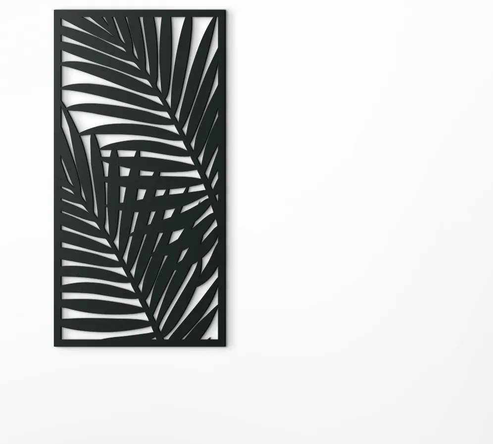 drevko 3D obraz na stenu Palmové listy Rozmer obrazu: 44,5 x 22,5 cm, Farba dekorácie: Čierna
