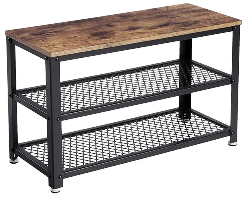 Vasagle Lavica do predsiene s priestorom na topánky INDY, 73x30x45cm, hnedá/čierna