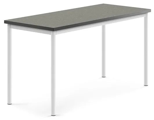 Stôl SONITUS, 1400x600x720 mm, linoleum - tmavošedá, biela