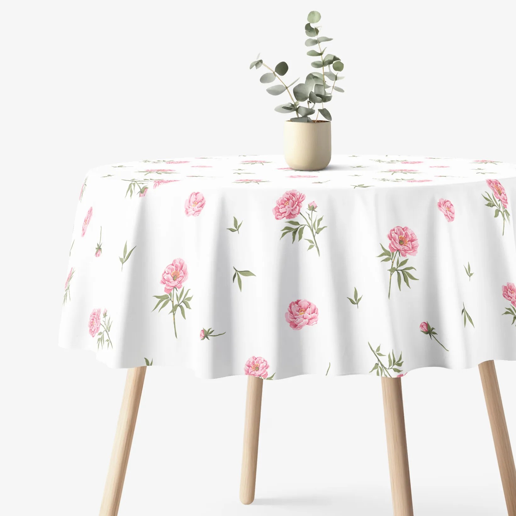 Goldea okrúhly obrus 100% bavlnené plátno - pivonky Ø 100 cm