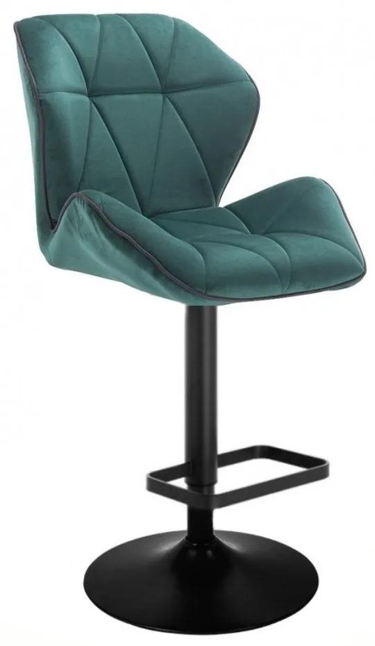 LuxuryForm DESIGN Barová stolička MILANO MAX VELUR na čiernom tanieri - zelená