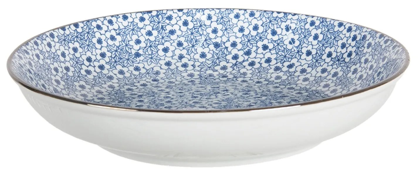 Hlboký tanier s modrými kvietkami BlueFlowers - Ø 20 * 4 cm