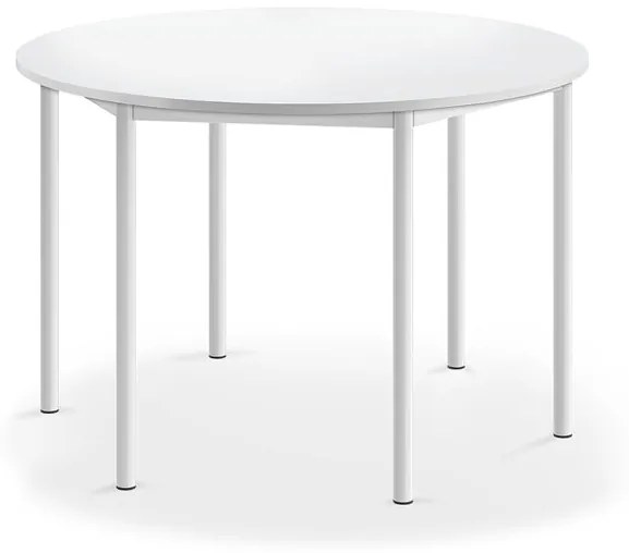 Stôl SONITUS, kruh, Ø1200x760 mm, HPL - biela, biela