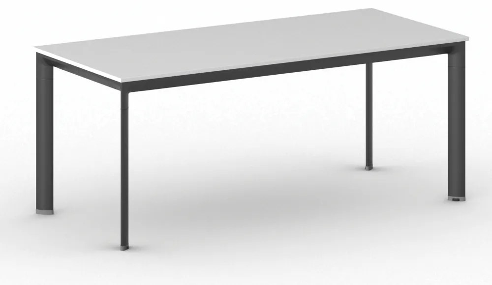 Rokovací kancelársky stôl PRIMO INVITATION, 180x80 cm, čierna podnož, biela
