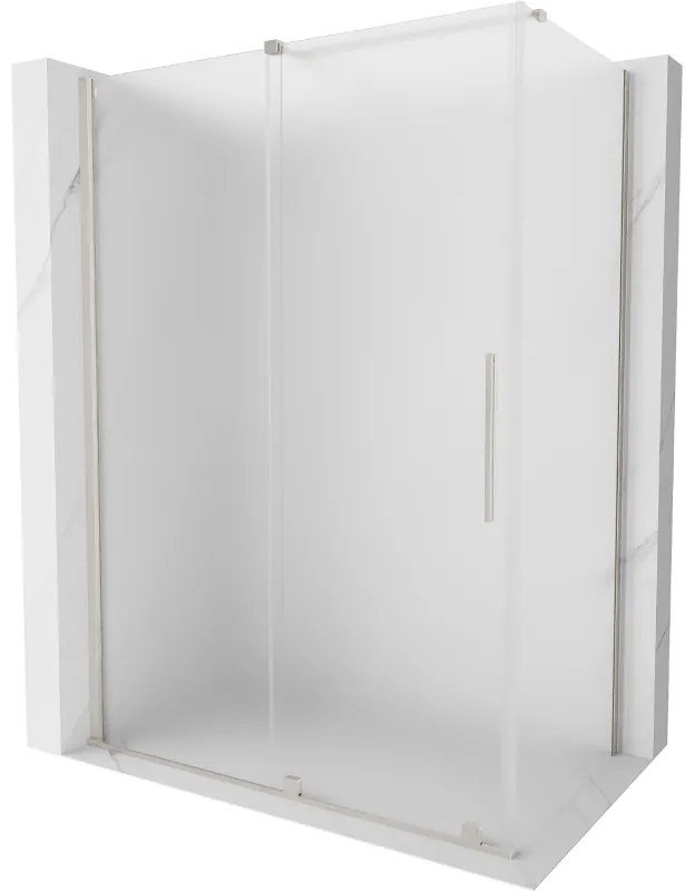 Mexen Velar, sprchový kút s posuvnými dverami 130 x 70 cm, 8mm sklo námraza, brúsená oceľ, 871-130-070-31-97