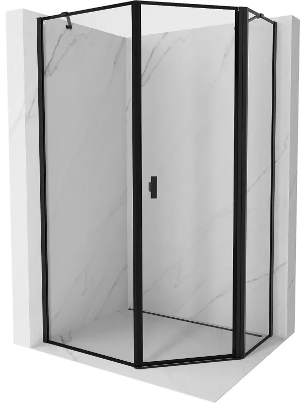 Mexen Mist, päťuholníkový sprchový kút, pravý 80 x 100 cm, číre sklo-čierny rám, 8A8-080-100-70-70-P