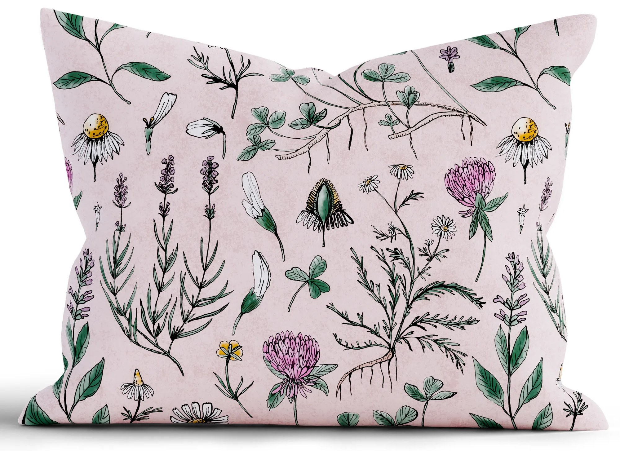 Bavlnená obliečka na vankúš Renforcé 70 × 90 cm - Herbár púdrový