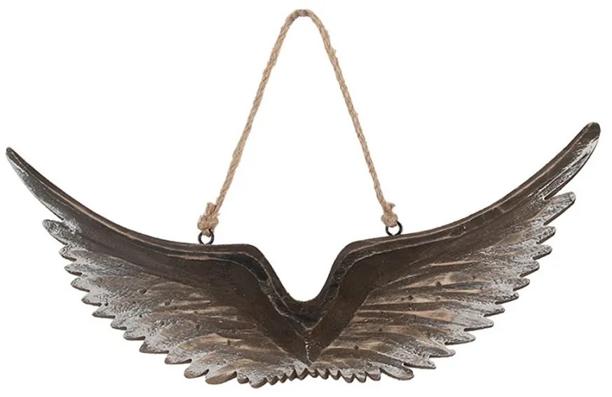 Hnedá antik drevené závesné anjelské krídla Angel Rustic - 30*3*12 cm