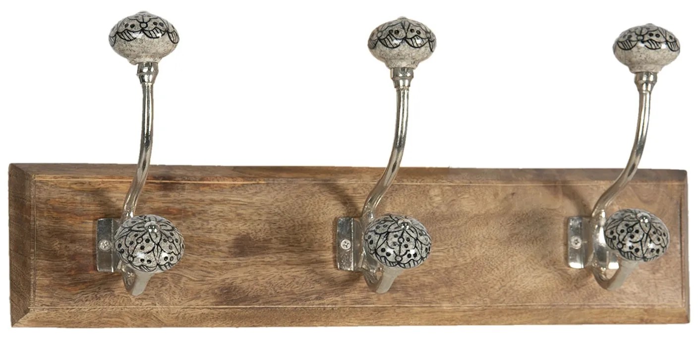 Drevený vešiak s keramickými knopkami - 44 * 10 * 17 cm