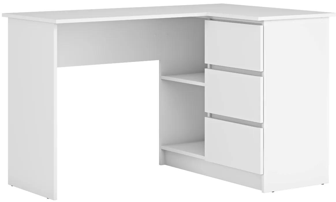 Rohový PC stolík Afors - biela
