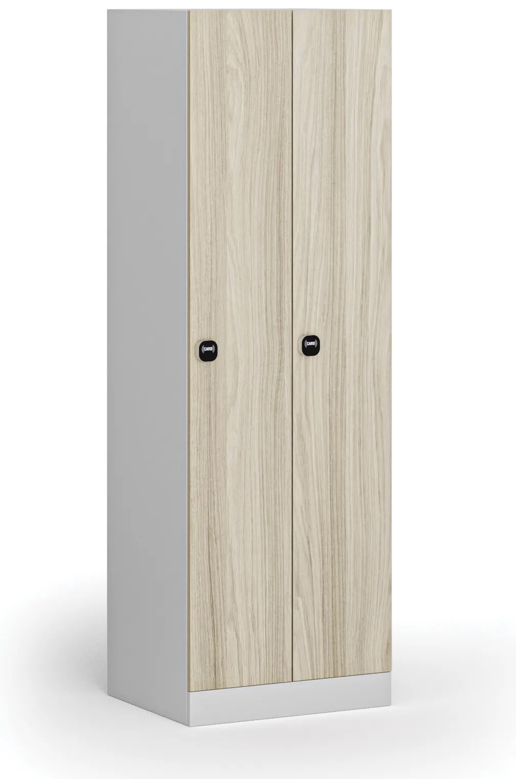 Kovová šatníková skrinka S1, 2-dverová, 1850 x 600 x 500 mm, demont, zámok s čítačkou RFID kariet, laminované dvere, dub prírodný