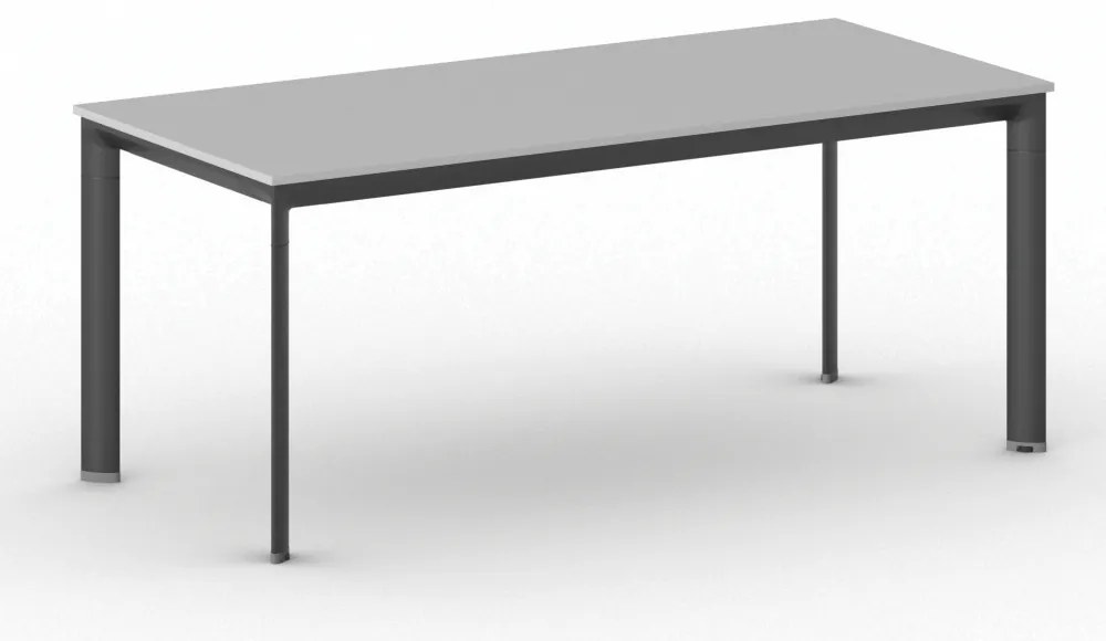 Rokovací kancelársky stôl PRIMO INVITATION, 180x80 cm, čierna podnož, sivá
