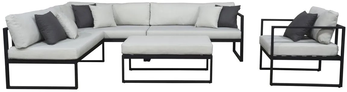 Sensum Skepparholmen Sada lounge nábytku, ks, hliník, čierna, sivá