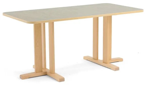 Stôl KUPOL, obdĺžnik, 1600x800x720 mm, linoleum - šedá, breza