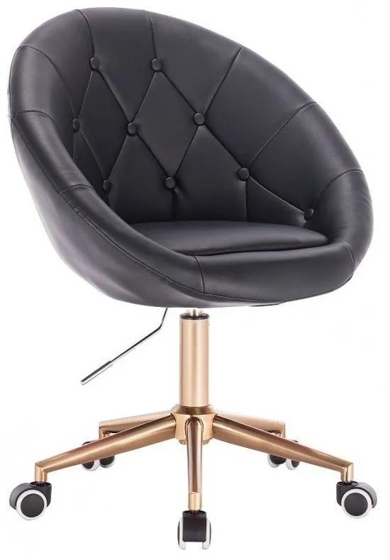 LuxuryForm DESIGN Kreslo VERA na zlatej podstave s kolieskami - čierne