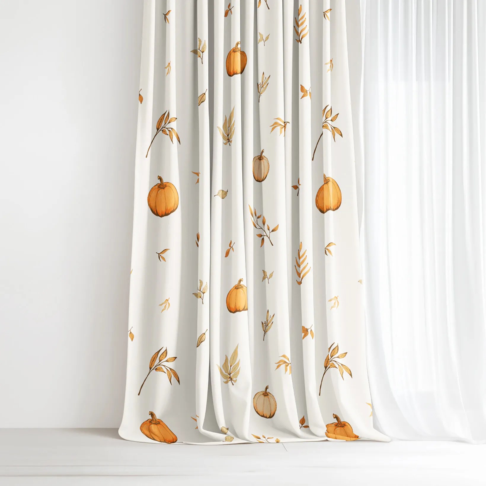 Goldea bavlnený záves - jesenné tekvice a lístky 280x150 cm