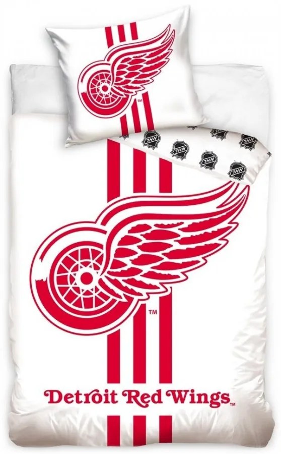 Hokejové posteľné obliečky NHL Detroit Red Wings - biele - 100% bavlna, perkál - 70 x 90 cm + 140 x 200 cm