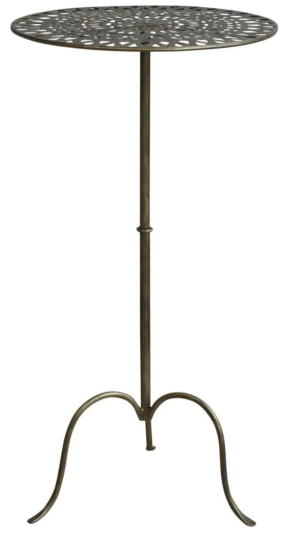 Mosadzný kovový odkladací stolík Arras s patinou- Ø 40*77 cm