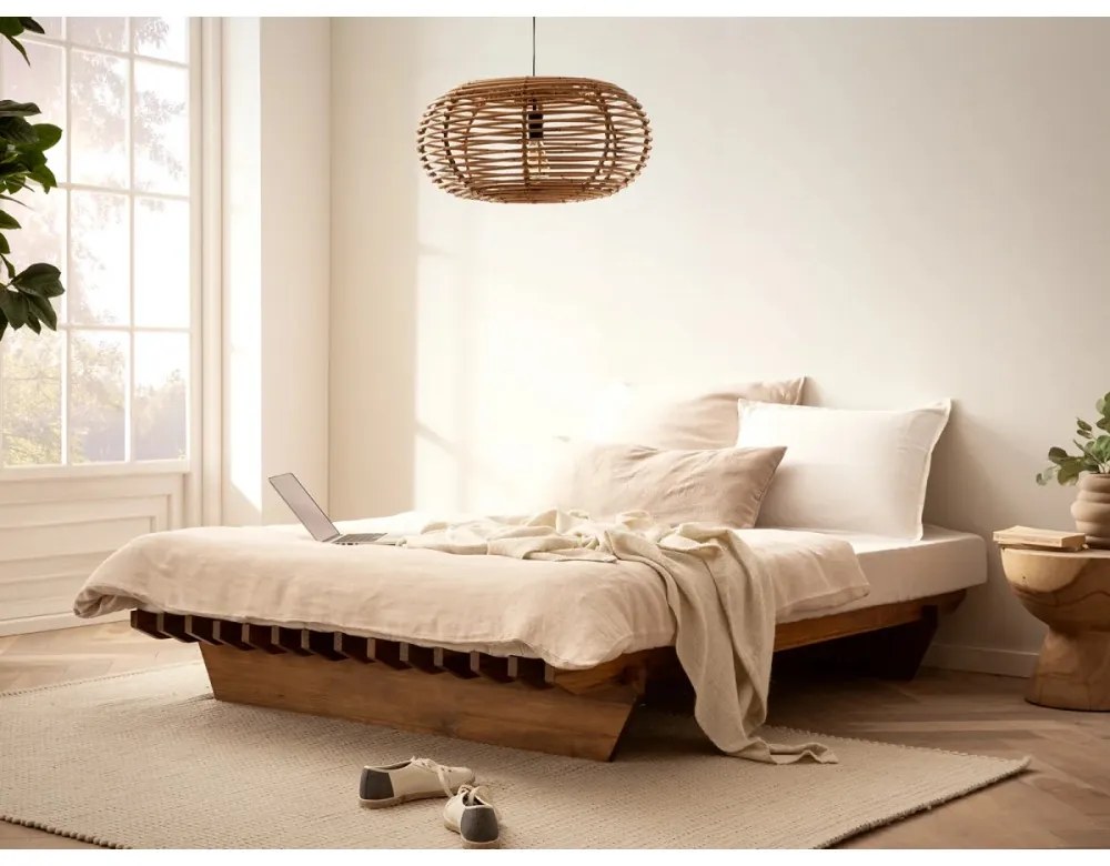 furniture-nabytek.cz - Masívna posteľ Cannes z akácie, lakovaná, hnedá – 140x200 cm