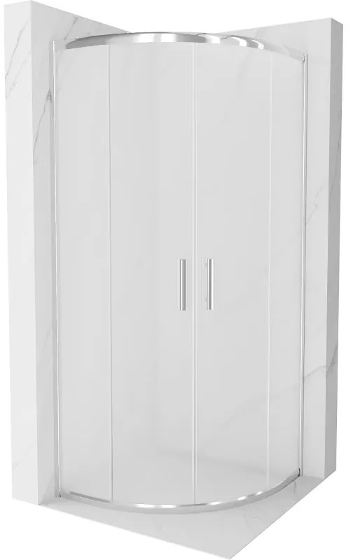 Mexen Rio, štvrťkruhový sprchovací kút s posuvnými dverami 90(dvere) x 90(dvere) x 190 cm, 6mm sklo námraza, chrómový profil, 863-090-090-01-30