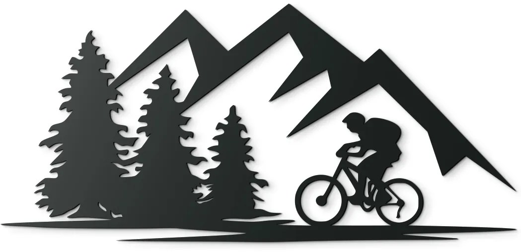 drevko Obraz na stenu Cyklista v prírode Rozmer obrazu: 30 x 65 cm, Farba dekorácie: Čierna