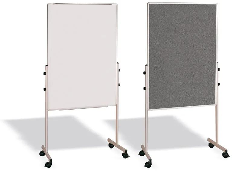 Bi-Office Mobilná kombinovaná tabuľa, biela magnetická/sivá textilná, 700x1200 mm