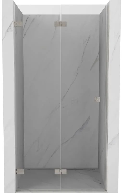 Mexen, Mexen Lunar-F skladacie ľavé sprchové dvere 95 cm, transparentné, brúsený nikel - 836-095-000-97-00-L