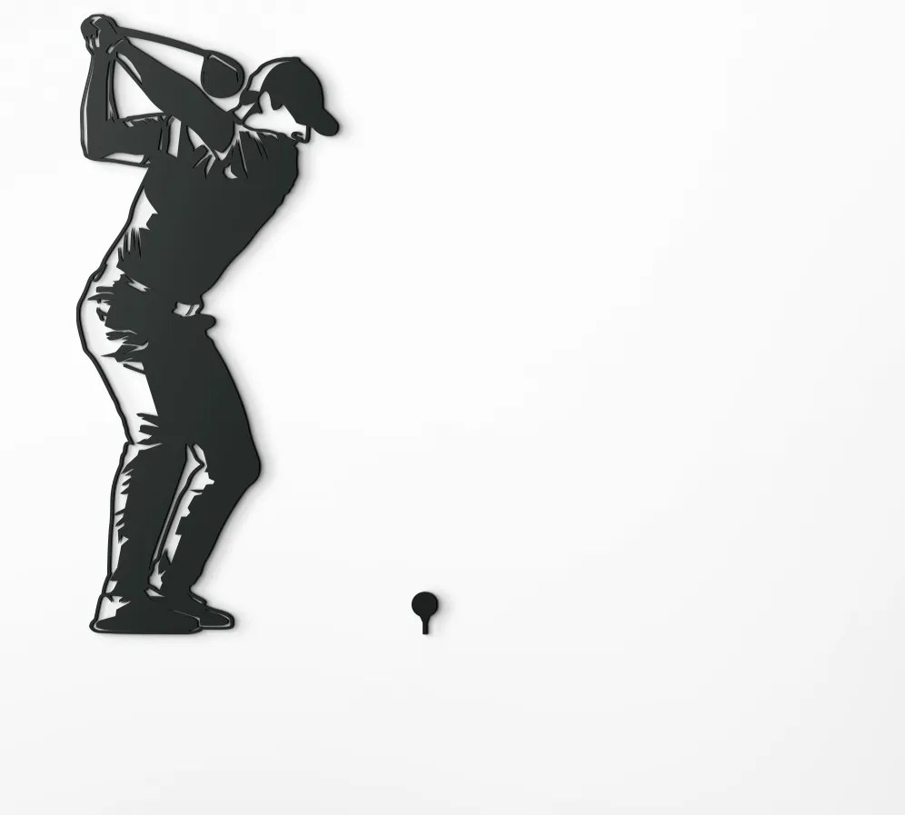 drevko Drevená nálepka na stenu Golfista Rozmer obrazu: 44,5 x 26 cm, Farba dekorácie: Čierna