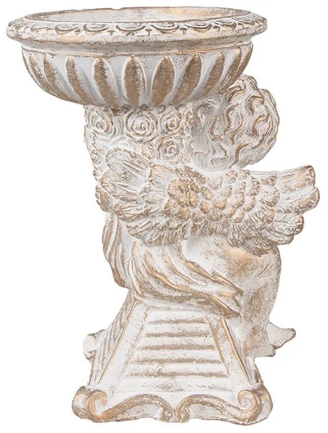 Biely antik kvetináč so sochou anjela Angelio Baroque - 18*15*23 cm