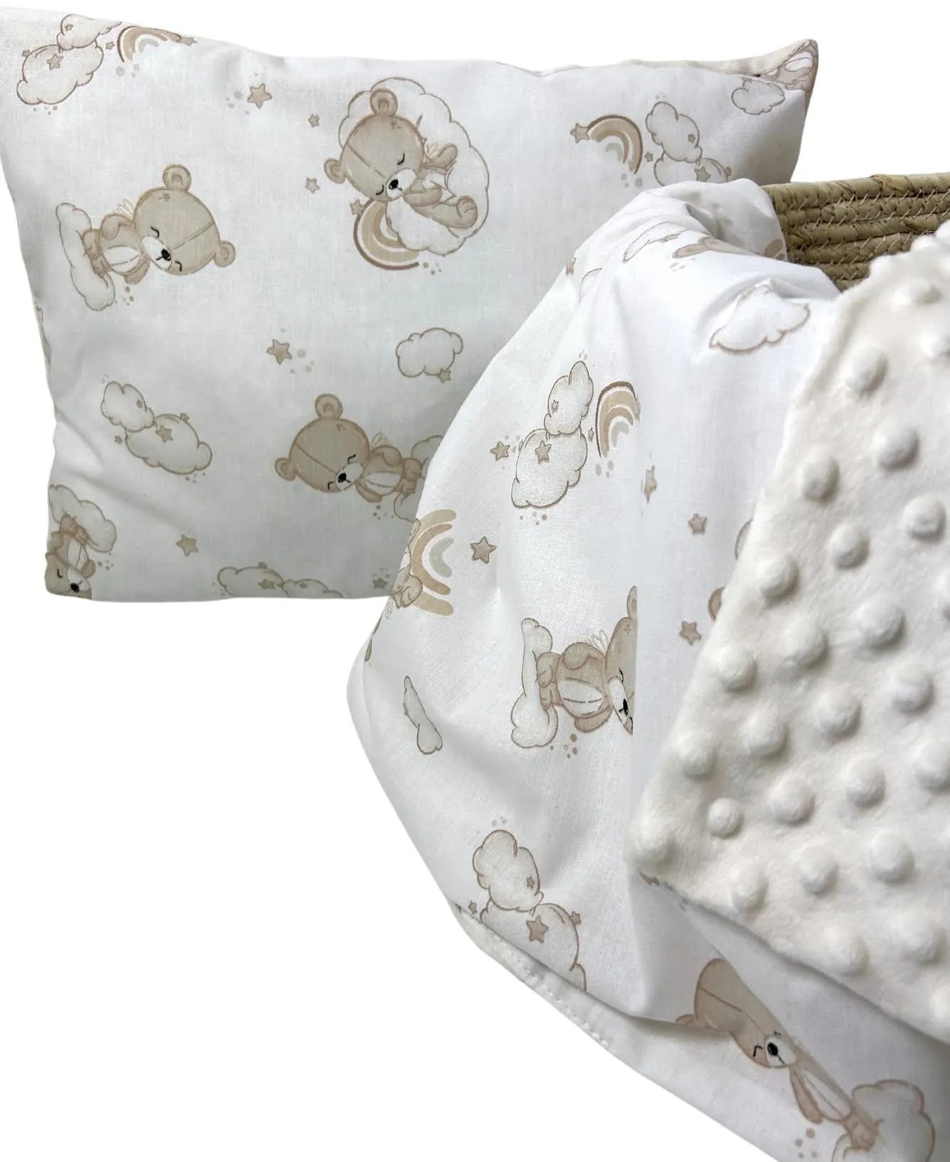 INTERMEDIC SK Set Intermedic do kočíka Teddy/minky krémová 100x75/40x30 cm