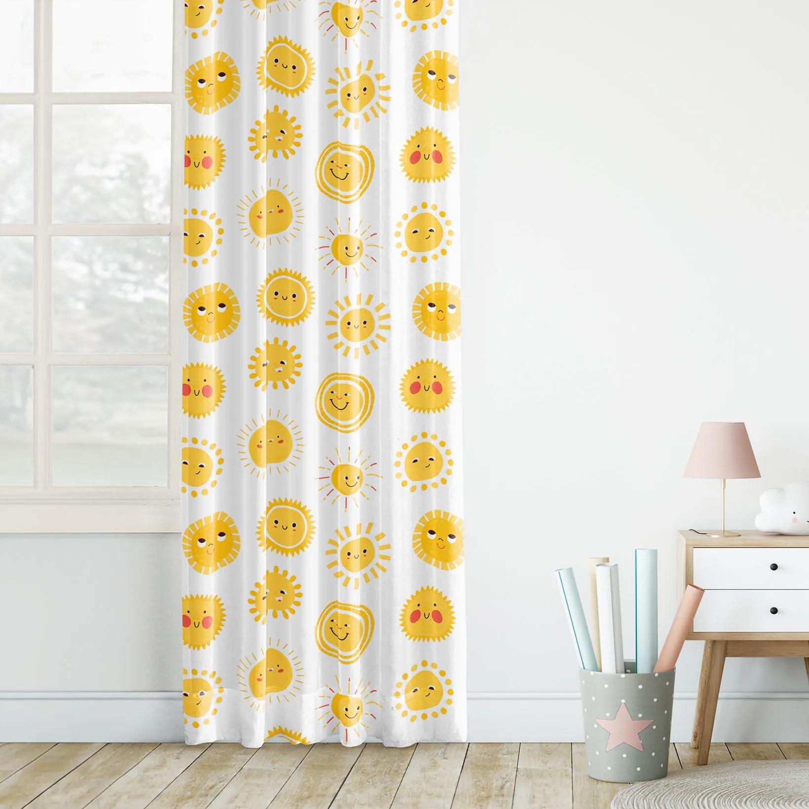 Goldea detský bavlnený záves - usmievavé slniečka 180x150 cm