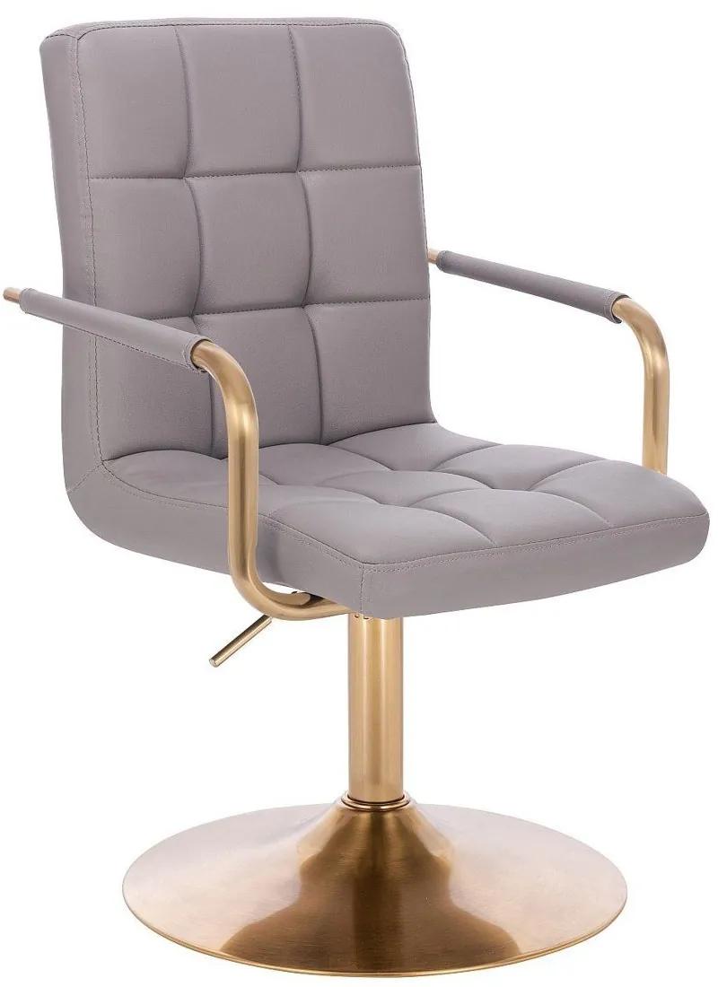 LuxuryForm DESIGN Stolička VERONA GOLD na zlatom tanieri - šedá