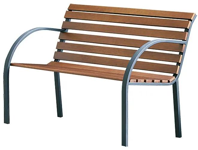 Sunfun Záhradná lavica Saale, 122 × 63 × 80 cm, oceľ, drevo z eukalyptu, čierna, prírodná hnedá
