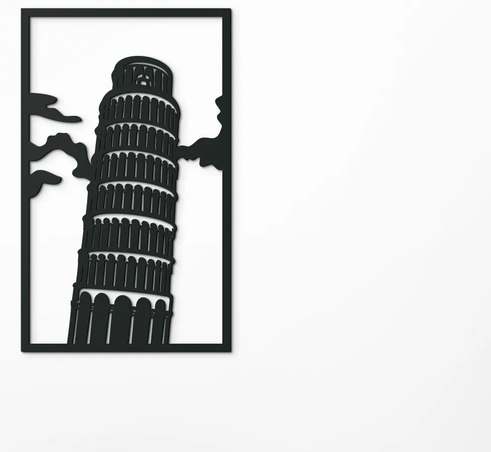 drevko Obraz Šikmá veža v Pise Rozmer obrazu: 65 x 39,5 cm, Farba dekorácie: Čierna