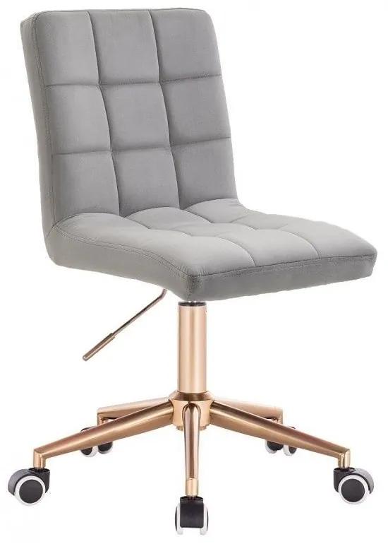 LuxuryForm DESIGN Stolička TOLEDO VELUR na zlatej podstave s kolieskami - svetlo šedá